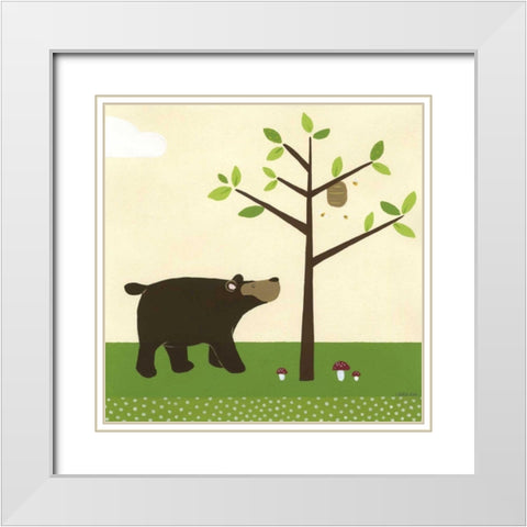 Woodland Friends III White Modern Wood Framed Art Print with Double Matting by Vess, June Erica