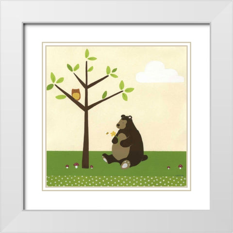 Woodland Friends IV White Modern Wood Framed Art Print with Double Matting by Vess, June Erica