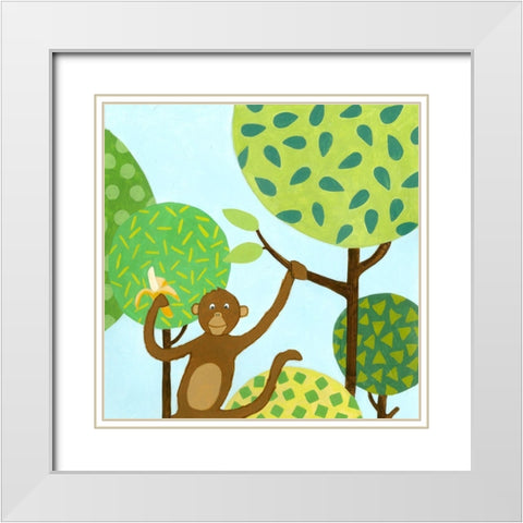 Jungle Fun I White Modern Wood Framed Art Print with Double Matting by Meagher, Megan