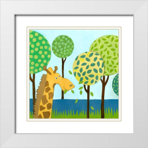 Jungle Fun III White Modern Wood Framed Art Print with Double Matting by Meagher, Megan