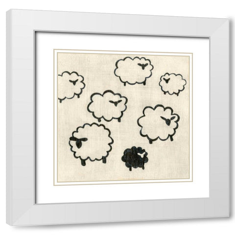 Best Friends - Sheep White Modern Wood Framed Art Print with Double Matting by Zarris, Chariklia