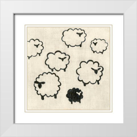 Best Friends - Sheep White Modern Wood Framed Art Print with Double Matting by Zarris, Chariklia