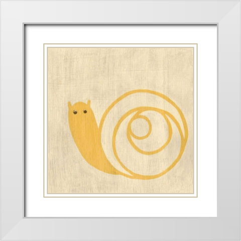 Best Friends - Snail White Modern Wood Framed Art Print with Double Matting by Zarris, Chariklia