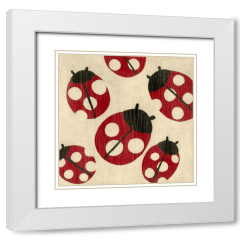 Best Friends - Ladybugs White Modern Wood Framed Art Print with Double Matting by Zarris, Chariklia