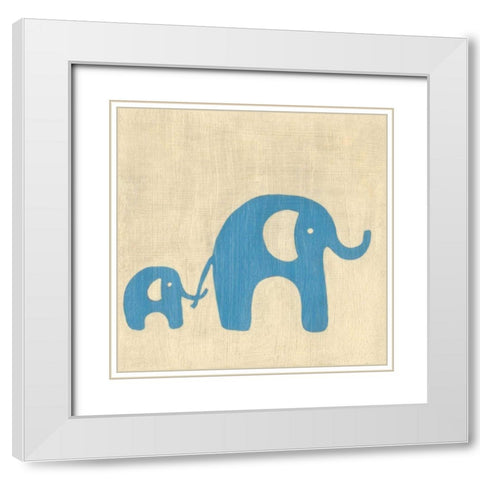 Best Friends - Elephants White Modern Wood Framed Art Print with Double Matting by Zarris, Chariklia