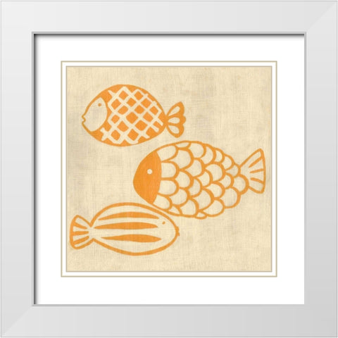 Best Friends - Fish White Modern Wood Framed Art Print with Double Matting by Zarris, Chariklia