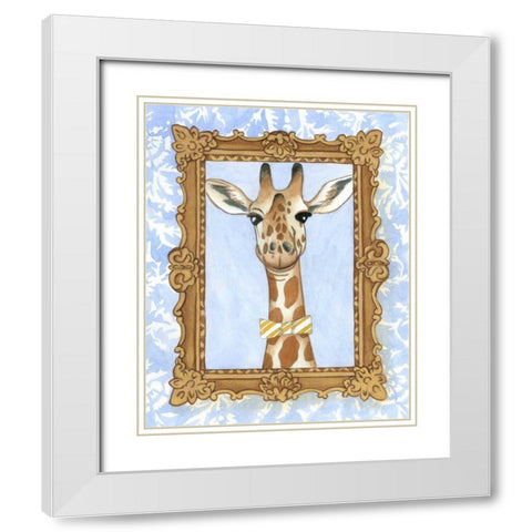 Teachers Pet - Giraffe White Modern Wood Framed Art Print with Double Matting by Zarris, Chariklia