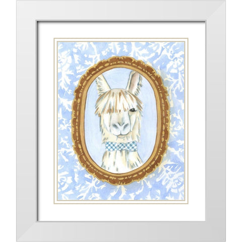 Teachers Pet - Llama White Modern Wood Framed Art Print with Double Matting by Zarris, Chariklia