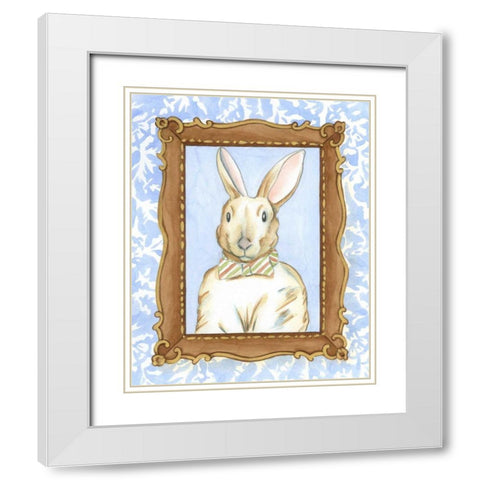 Teachers Pet - Rabbit White Modern Wood Framed Art Print with Double Matting by Zarris, Chariklia