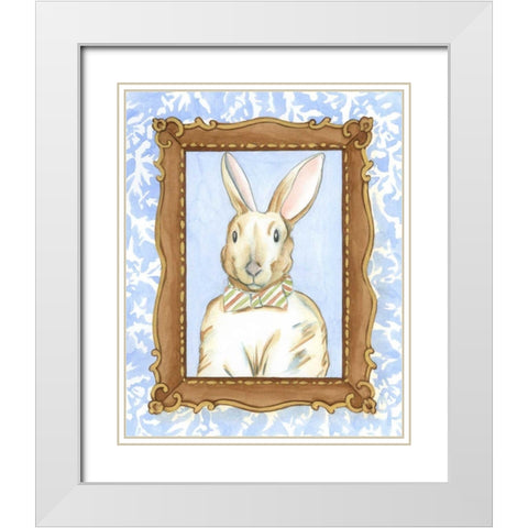 Teachers Pet - Rabbit White Modern Wood Framed Art Print with Double Matting by Zarris, Chariklia