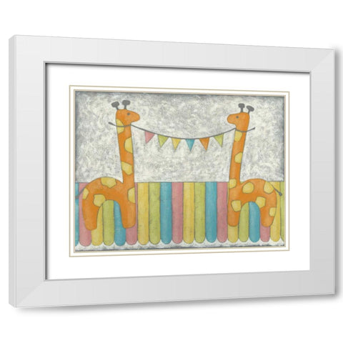 Carnival Giraffes White Modern Wood Framed Art Print with Double Matting by Zarris, Chariklia