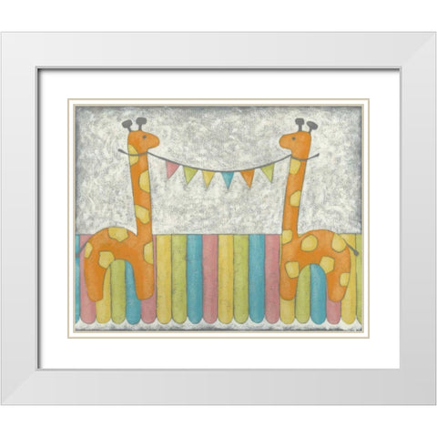 Carnival Giraffes White Modern Wood Framed Art Print with Double Matting by Zarris, Chariklia