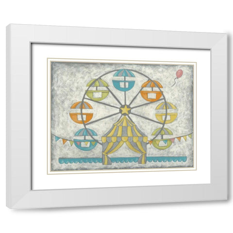 Carnival Ferris Wheel White Modern Wood Framed Art Print with Double Matting by Zarris, Chariklia