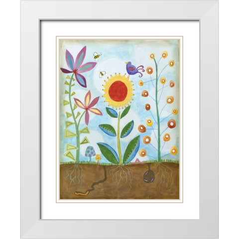 Whimsical Flower Garden II White Modern Wood Framed Art Print with Double Matting by Meagher, Megan
