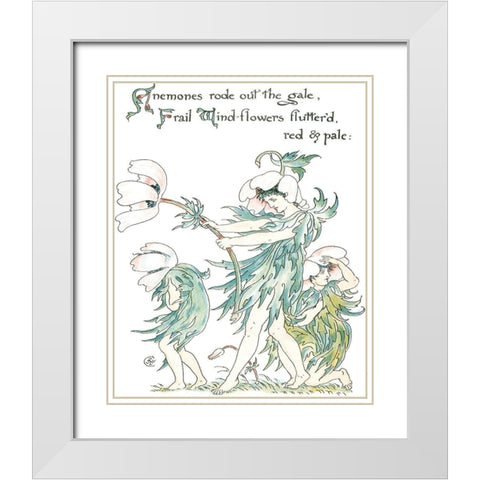 Shakespeares Garden I (Anemone) White Modern Wood Framed Art Print with Double Matting by Crane, Walter