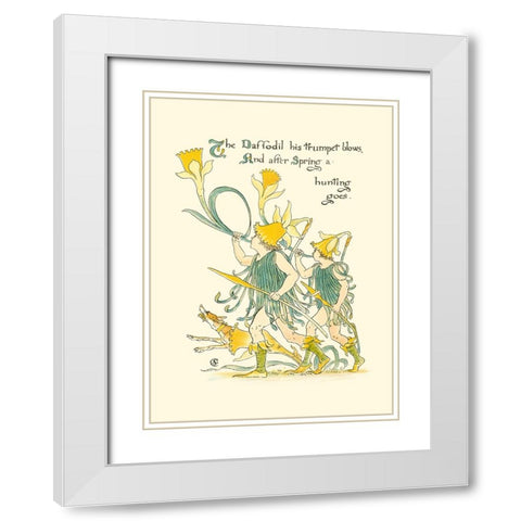 Shakespeares Garden IV (Daffodil) White Modern Wood Framed Art Print with Double Matting by Crane, Walter