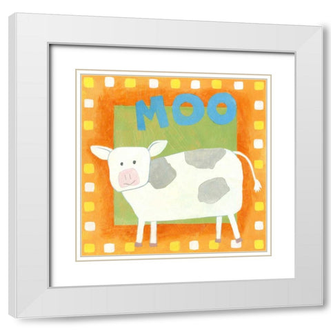 Moo White Modern Wood Framed Art Print with Double Matting by Meagher, Megan