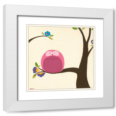 Orchard Owls VI White Modern Wood Framed Art Print with Double Matting by Vess, June Erica