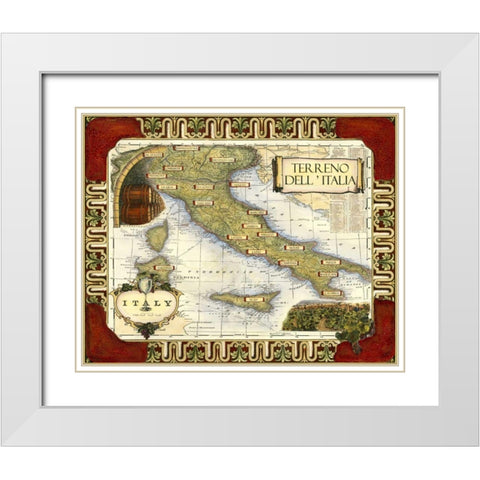 Medium Wine Map I White Modern Wood Framed Art Print with Double Matting by Unknown