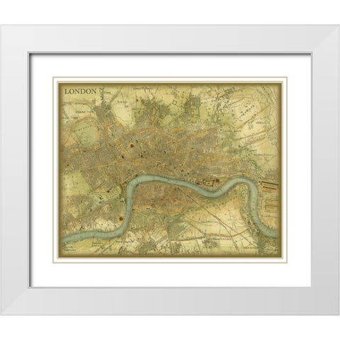 Map of London White Modern Wood Framed Art Print with Double Matting by Vision Studio