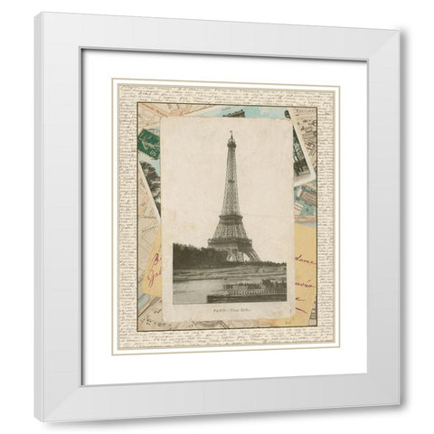 Eiffel Tower (NA) White Modern Wood Framed Art Print with Double Matting by Vision Studio