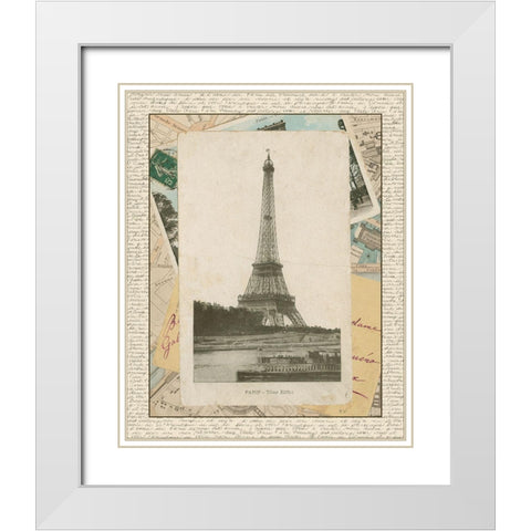 Eiffel Tower (NA) White Modern Wood Framed Art Print with Double Matting by Vision Studio