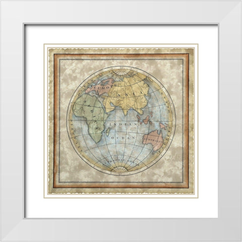 Small Eastern Hemisphere White Modern Wood Framed Art Print with Double Matting by Vision Studio