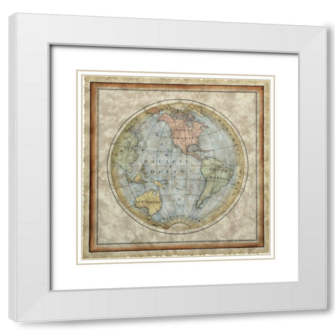 Small Western Hemisphere White Modern Wood Framed Art Print with Double Matting by Vision Studio