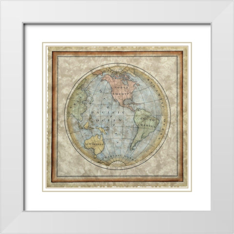 Small Western Hemisphere White Modern Wood Framed Art Print with Double Matting by Vision Studio