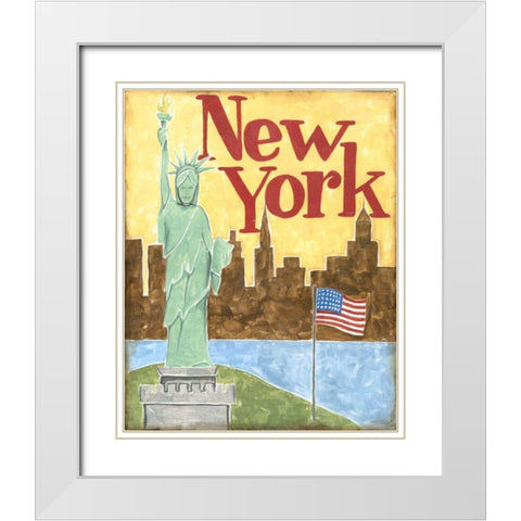 New York White Modern Wood Framed Art Print with Double Matting by Meagher, Megan