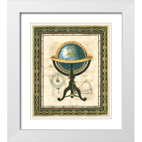 Traditional Globe I White Modern Wood Framed Art Print with Double Matting by Vision Studio