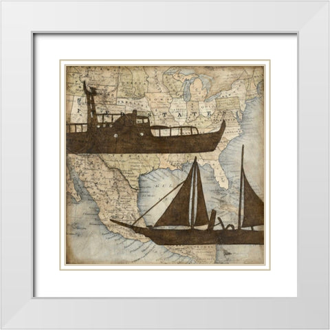 Travel Silhouette III White Modern Wood Framed Art Print with Double Matting by Meagher, Megan