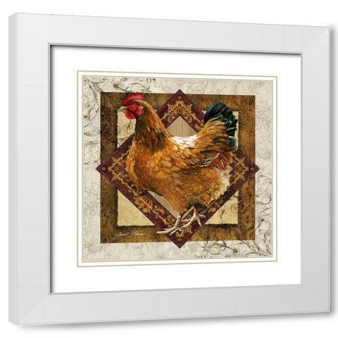 Mother Hen White Modern Wood Framed Art Print with Double Matting by Stever, Janet