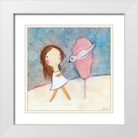 Pink Tree White Modern Wood Framed Art Print with Double Matting by Sonheim, Carla