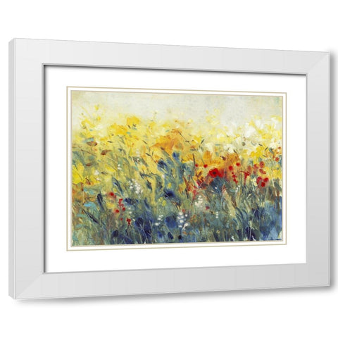 Flowers Sway I White Modern Wood Framed Art Print with Double Matting by OToole, Tim
