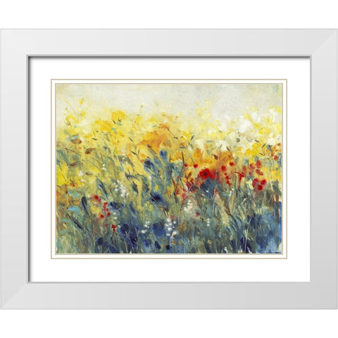 Flowers Sway I White Modern Wood Framed Art Print with Double Matting by OToole, Tim