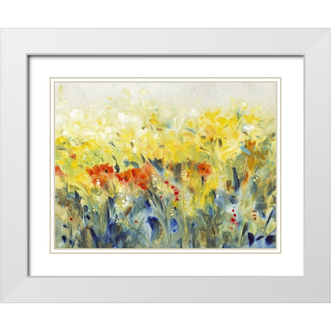 Flowers Sway II White Modern Wood Framed Art Print with Double Matting by OToole, Tim