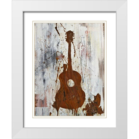 Rust Guitar White Modern Wood Framed Art Print with Double Matting by Youngstrom, Kent