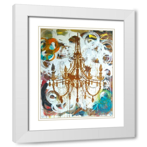 Rust Chandelier White Modern Wood Framed Art Print with Double Matting by Youngstrom, Kent