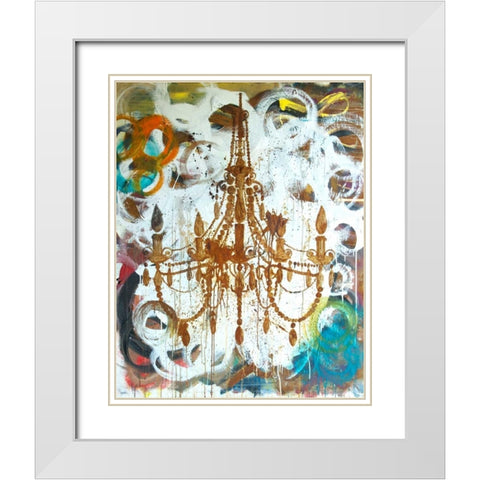 Rust Chandelier White Modern Wood Framed Art Print with Double Matting by Youngstrom, Kent
