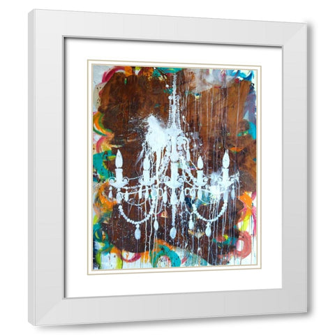 White Chandelier White Modern Wood Framed Art Print with Double Matting by Youngstrom, Kent