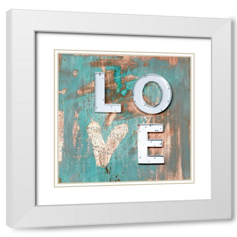 Love Patina I White Modern Wood Framed Art Print with Double Matting by Youngstrom, Kent