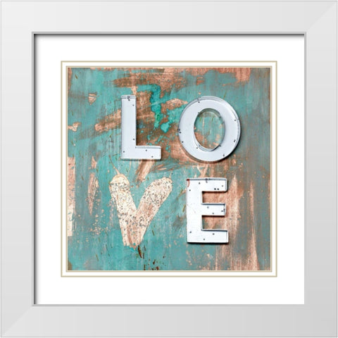 Love Patina I White Modern Wood Framed Art Print with Double Matting by Youngstrom, Kent