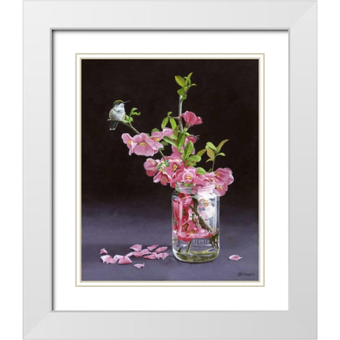 Quince and Ruby I White Modern Wood Framed Art Print with Double Matting by Szatkowski, Fred