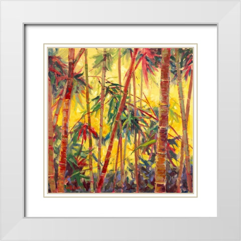 Bamboo Grove II White Modern Wood Framed Art Print with Double Matting by Oleson, Nanette