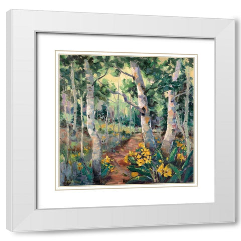 Four Seasons Aspens II White Modern Wood Framed Art Print with Double Matting by Oleson, Nanette