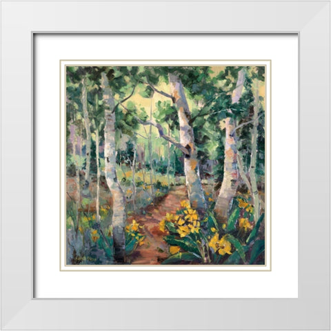 Four Seasons Aspens II White Modern Wood Framed Art Print with Double Matting by Oleson, Nanette