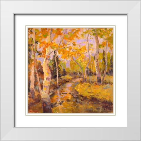 Four Seasons Aspens III White Modern Wood Framed Art Print with Double Matting by Oleson, Nanette