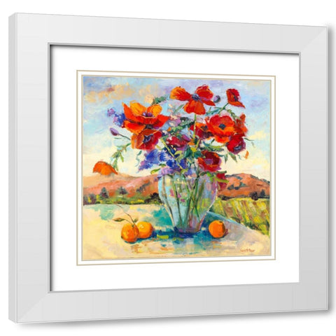 Floral Kaleidoscope II White Modern Wood Framed Art Print with Double Matting by Oleson, Nanette