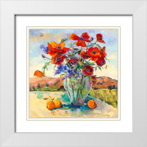 Floral Kaleidoscope II White Modern Wood Framed Art Print with Double Matting by Oleson, Nanette